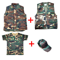 Ensemble Blouson + Gilet + tee shirt + casquette camouflage